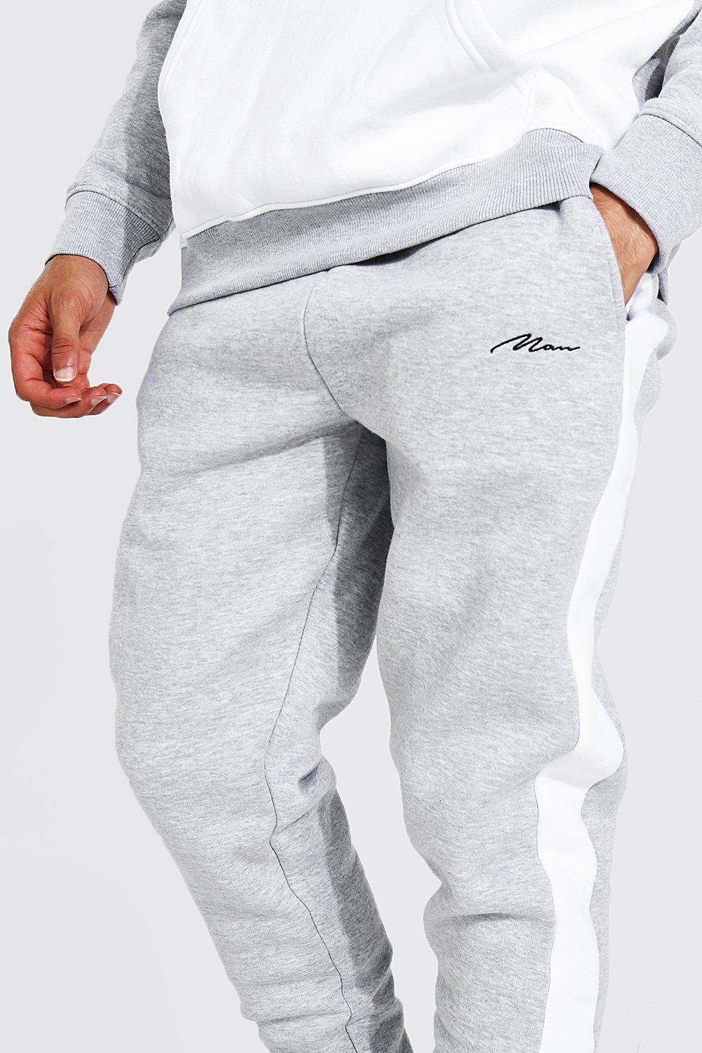 Man Signature Colour Block Hooded Tracksuit boohoo